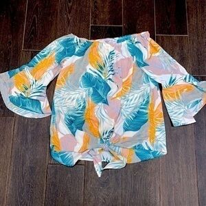 White birch off shoulder tropical top